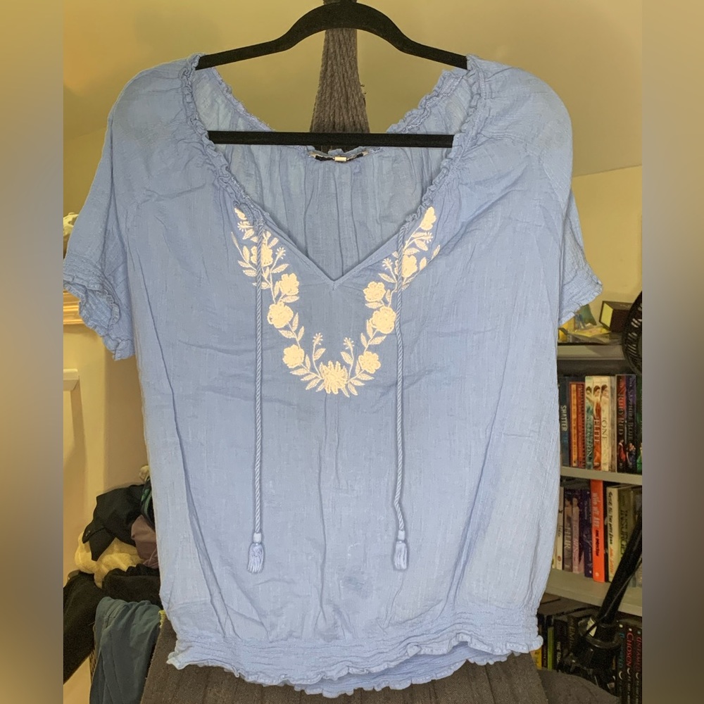 Jones New York blue boho shirt
